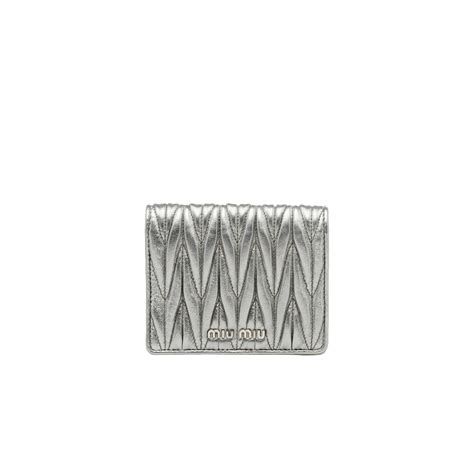 Small matelassé nappa leather wallet Chrome 